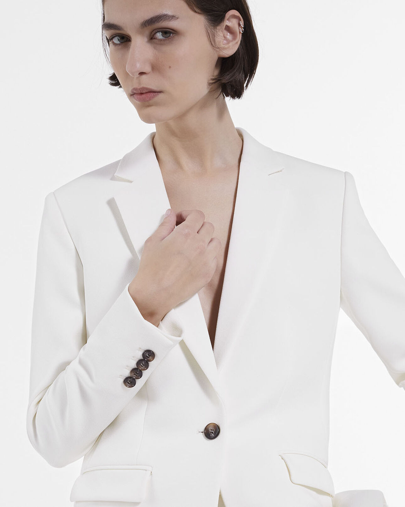 The Kooples DAMEN ECRU ecrufarbener blazer aus crêpe