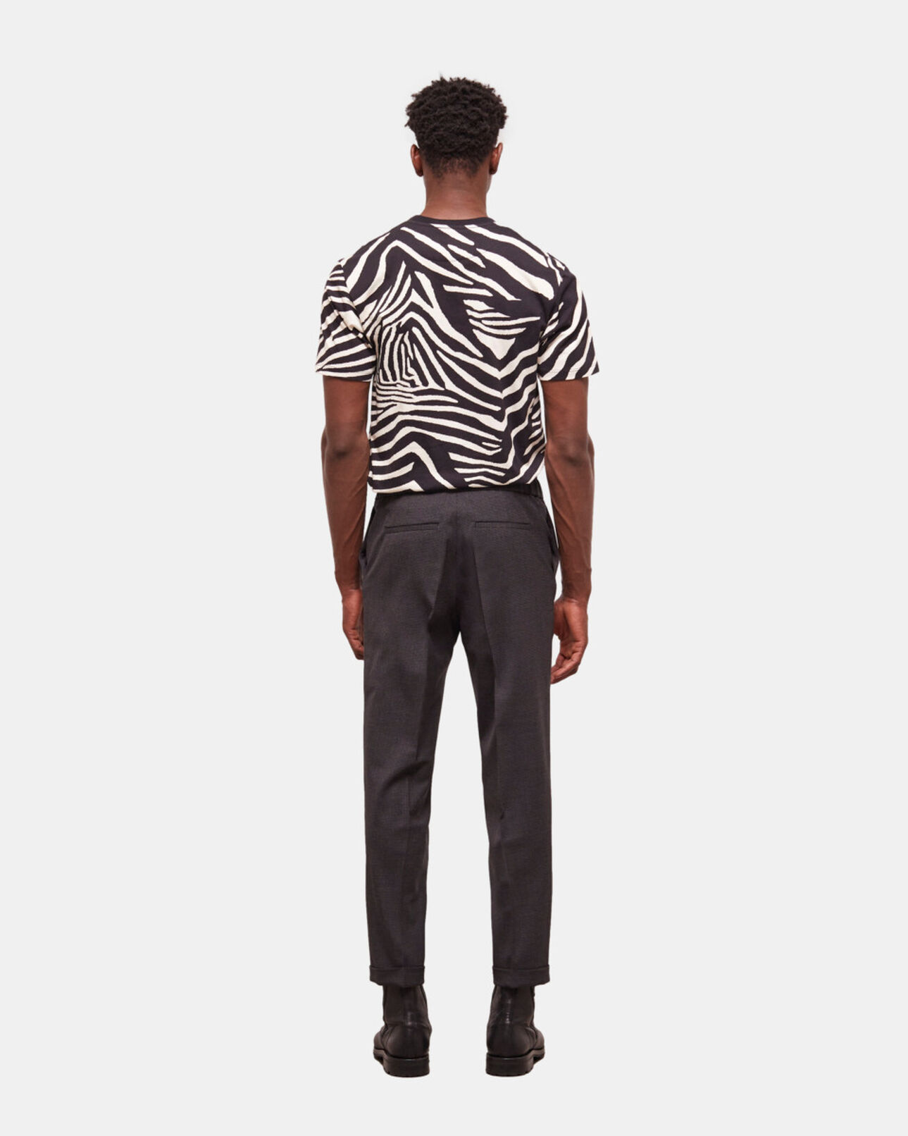 The Kooples HOMME BLACK GREY pantalon de costume en laine pied-de-poule