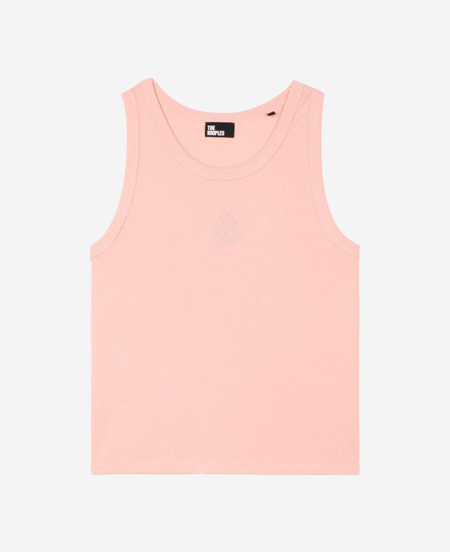 The Kooples DAMEN BLUSH tanktop aus baumwolle mit rosafarbenem wappen