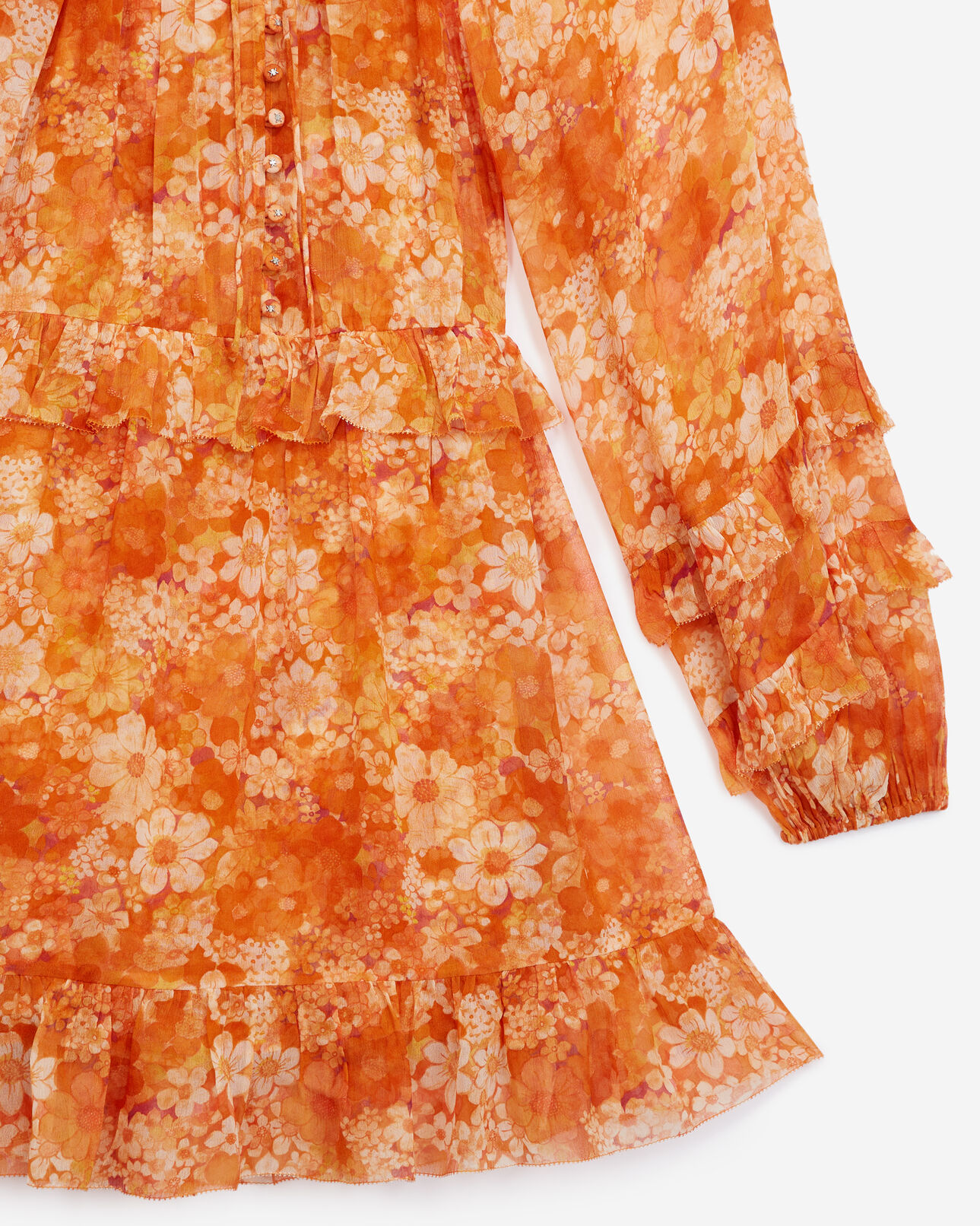 The Kooples FEMME ORANGE robe courte orange à imprimé fleuri