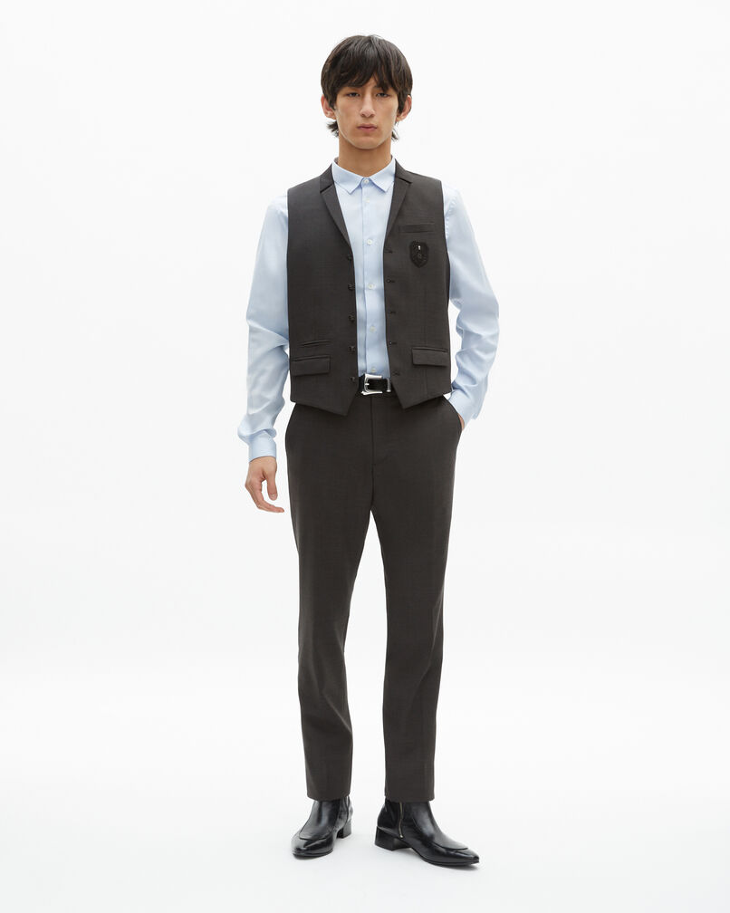 The Kooples HERREN BLACK GREY schwarze anzugweste aus einer wollmischung