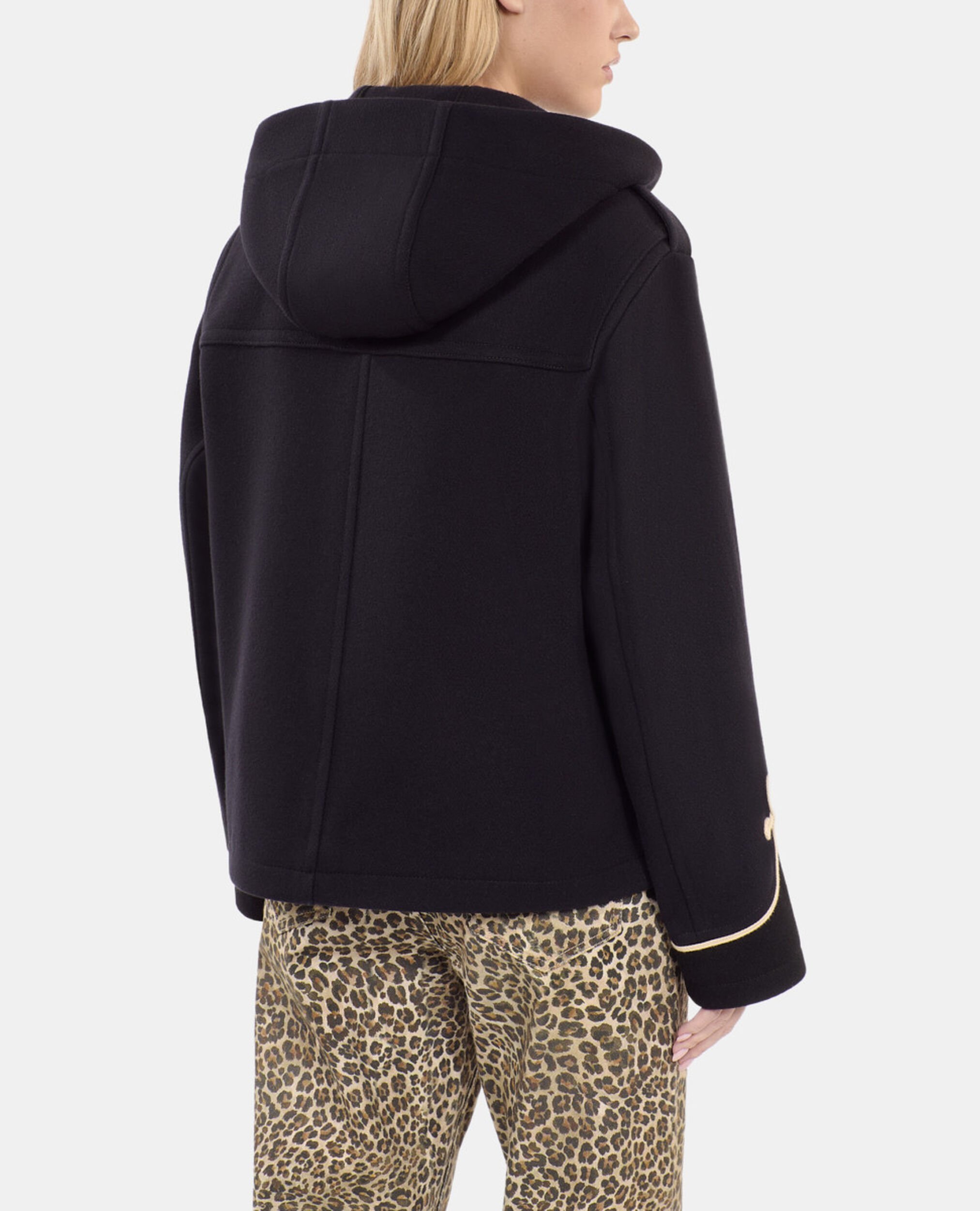 Navy blue hooded short pea coat, NAVY, hi-res image number null