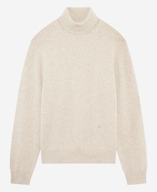 The Kooples HOMME BEIGE MELANGE pull col roulé en cachemire beige