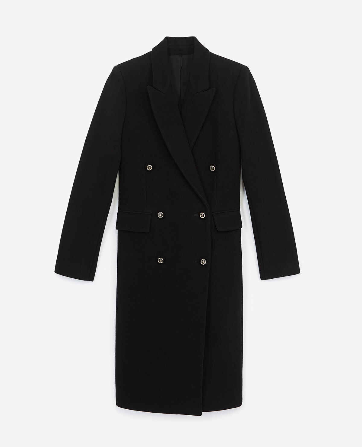 Double breasted long black wool coat The Kooples