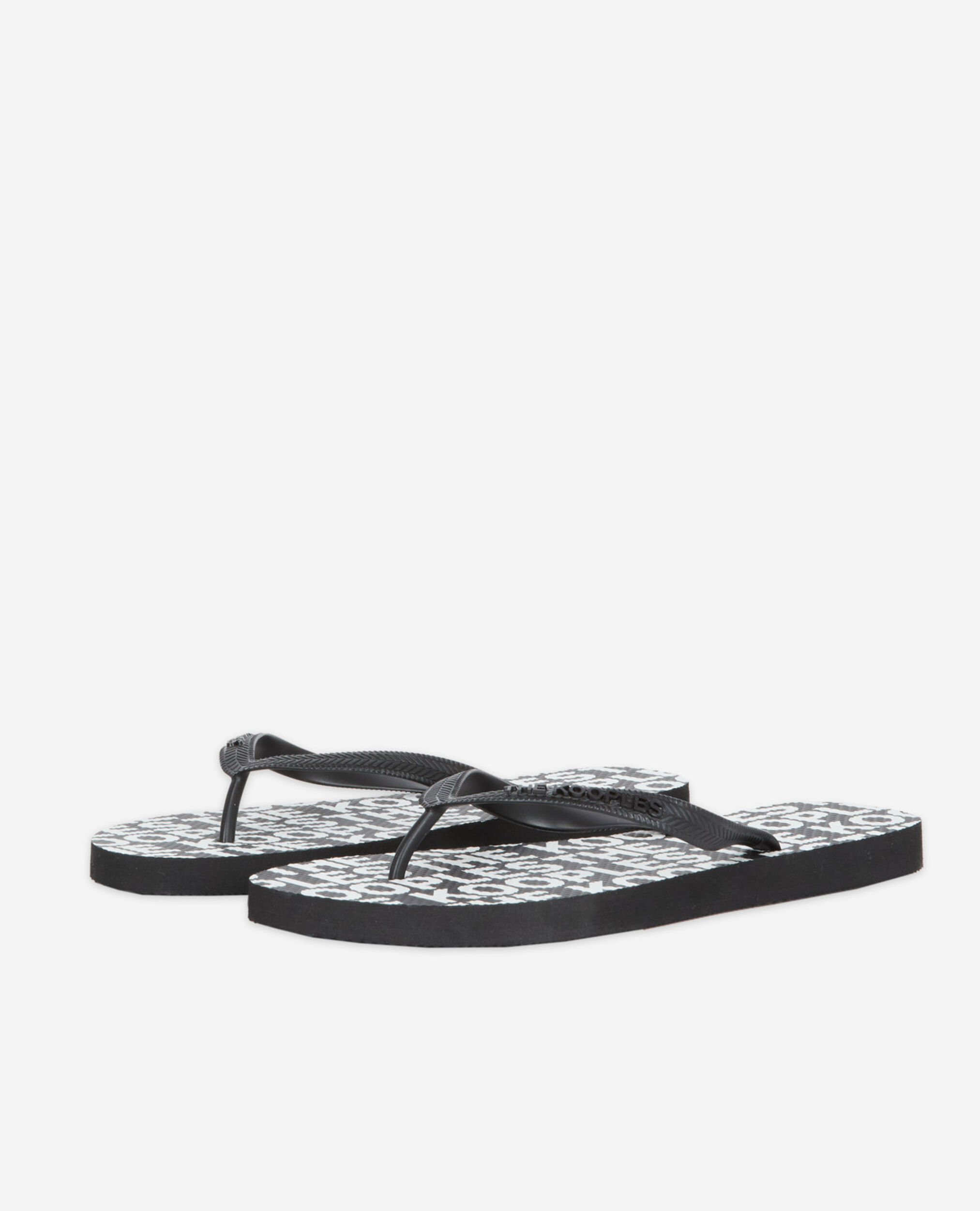 Chanclas negras caucho estampado toda prenda, BLACK-ECRU, hi-res image number null