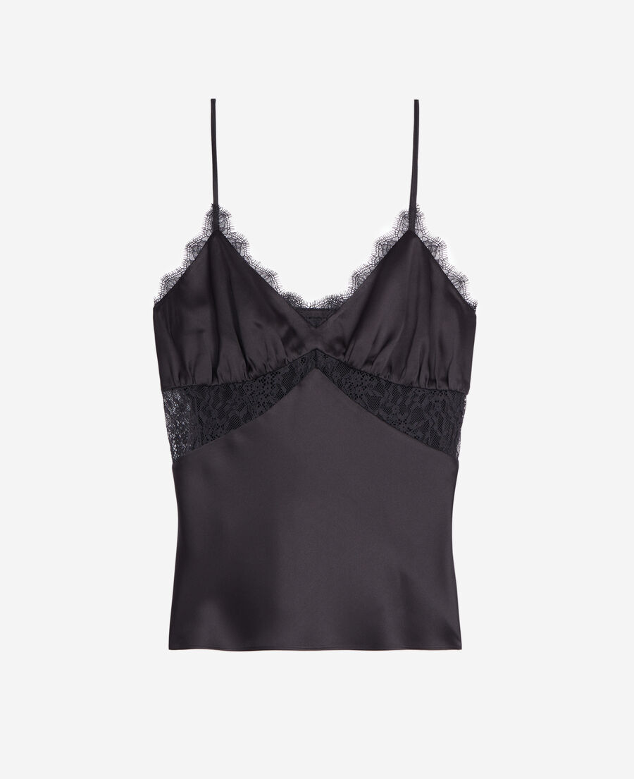 black silk camisole with lace