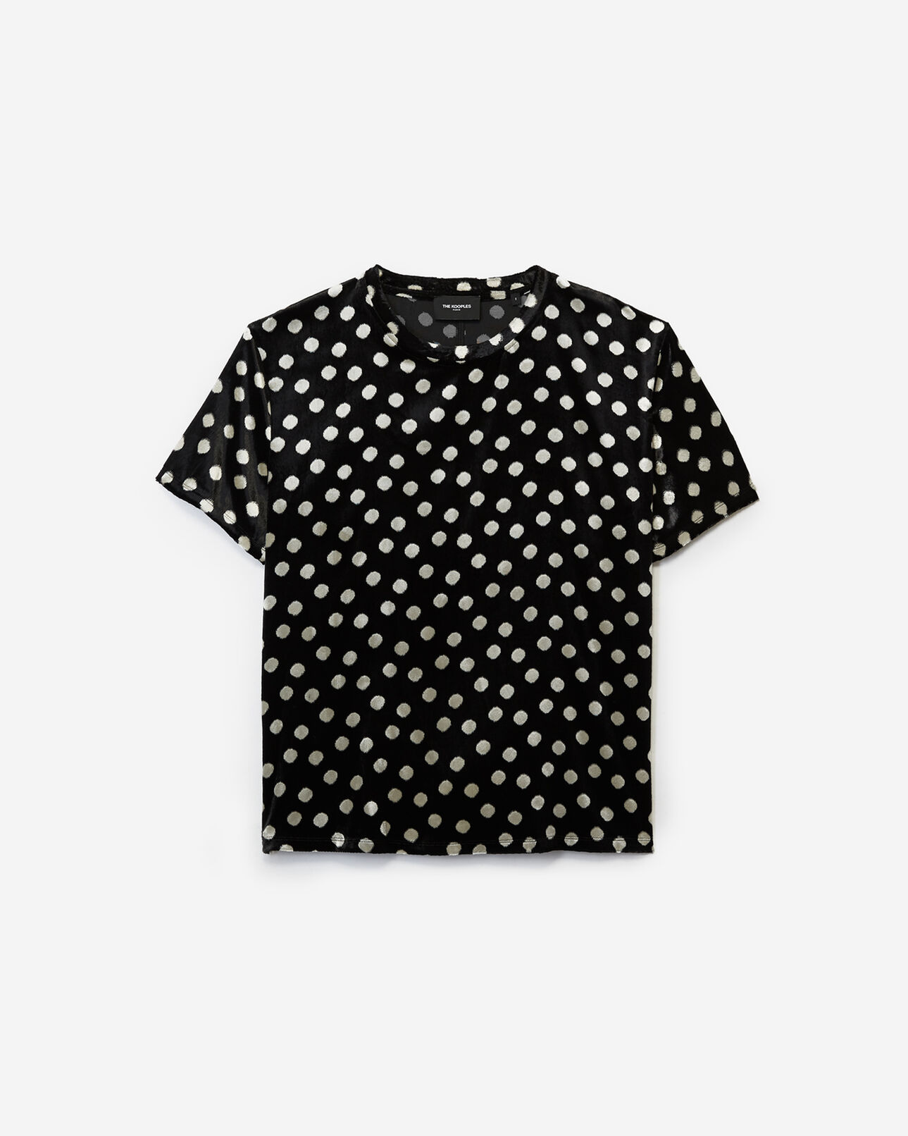 The Kooples WOMEN BLACK black velvet top with white polka dots