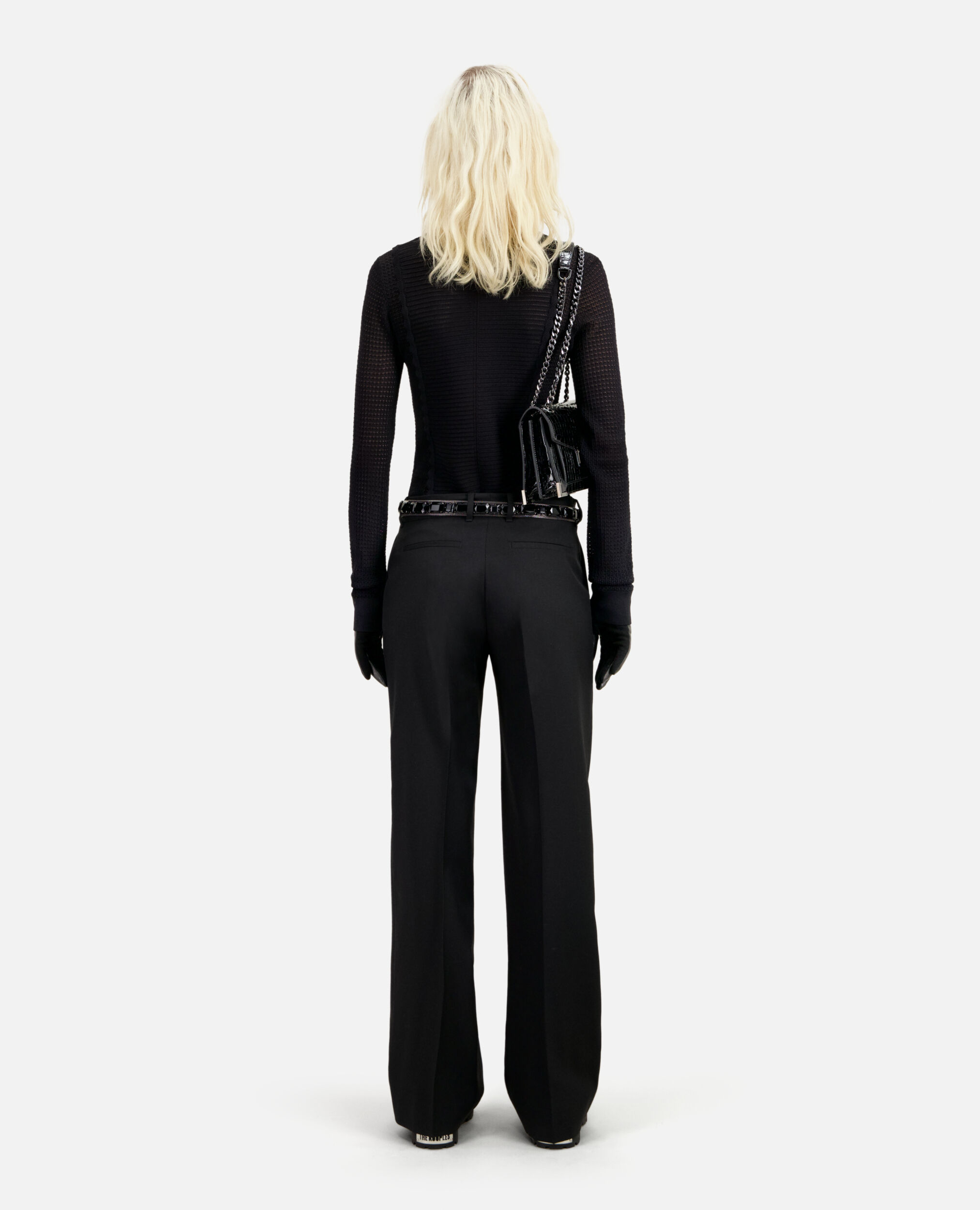 Pantalon tailleur en laine noir coupe droite The Kooples
