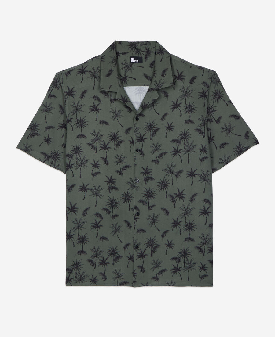 The Kooples HOMME KAKI BLACK chemise manches courtes avec palmiers kaki