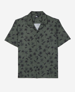 The Kooples HOMME KAKI BLACK chemise manches courtes avec palmiers kaki
