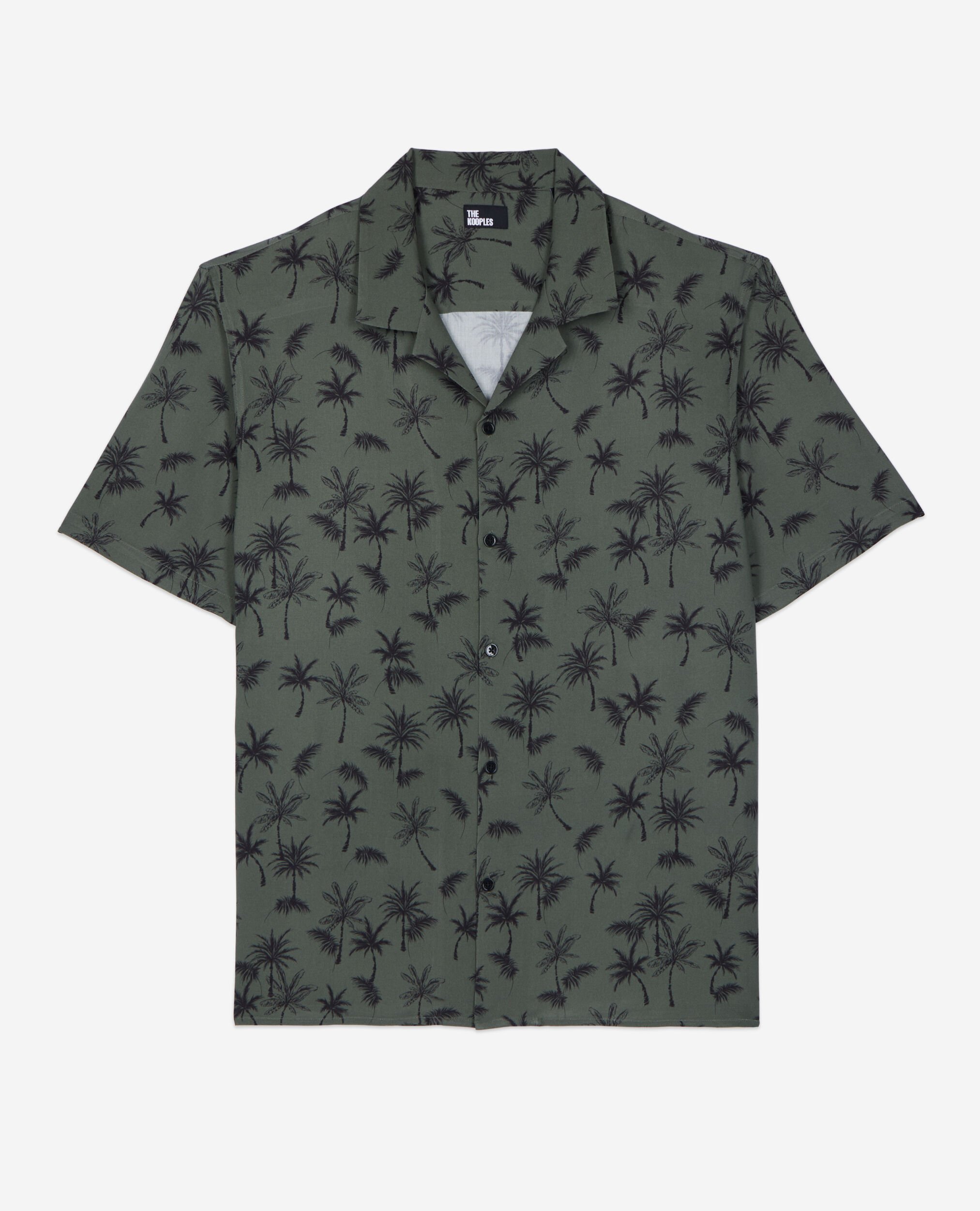 Chemise manches courtes avec palmiers kaki, KAKI BLACK, hi-res image number null