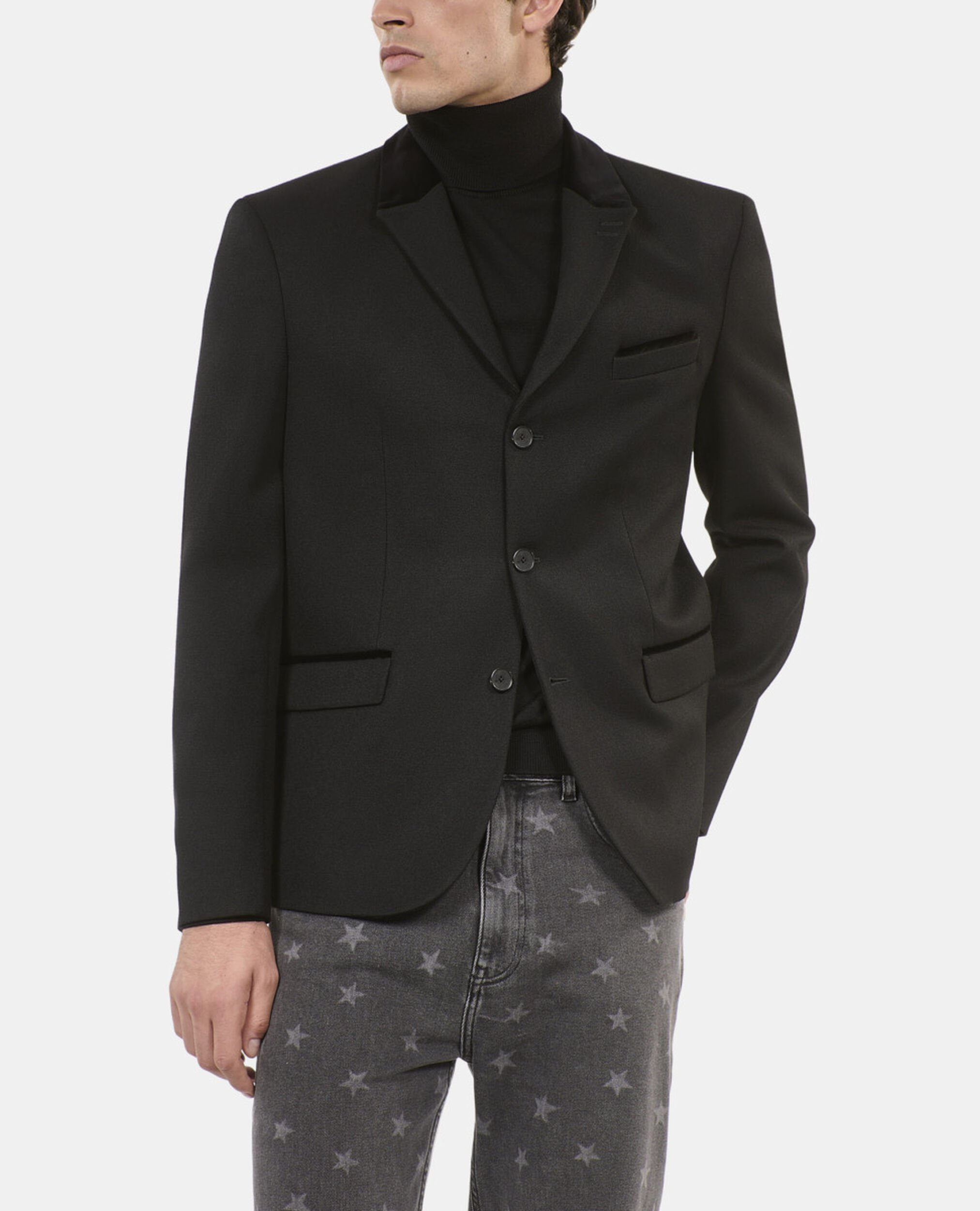 Black wool blazer, BLACK, hi-res image number null