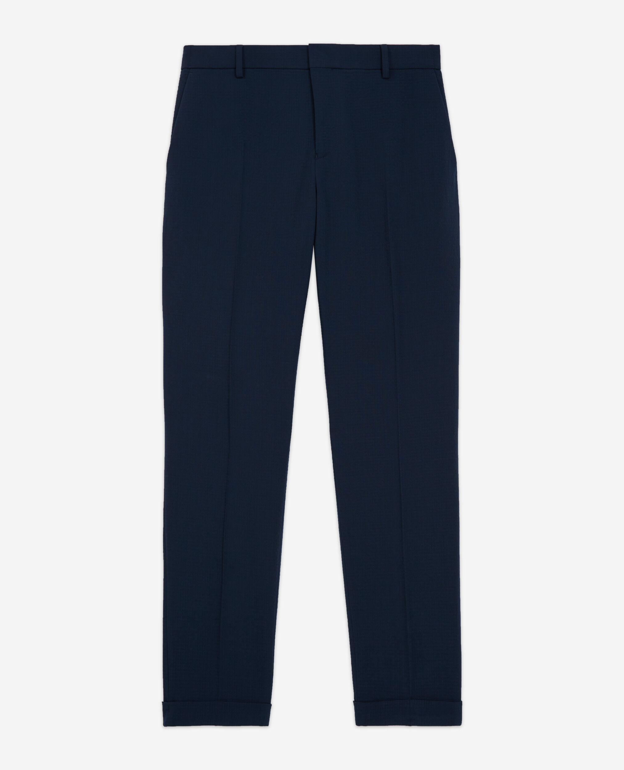 Pleated navy blue wool suit pants, NAVY, hi-res image number null