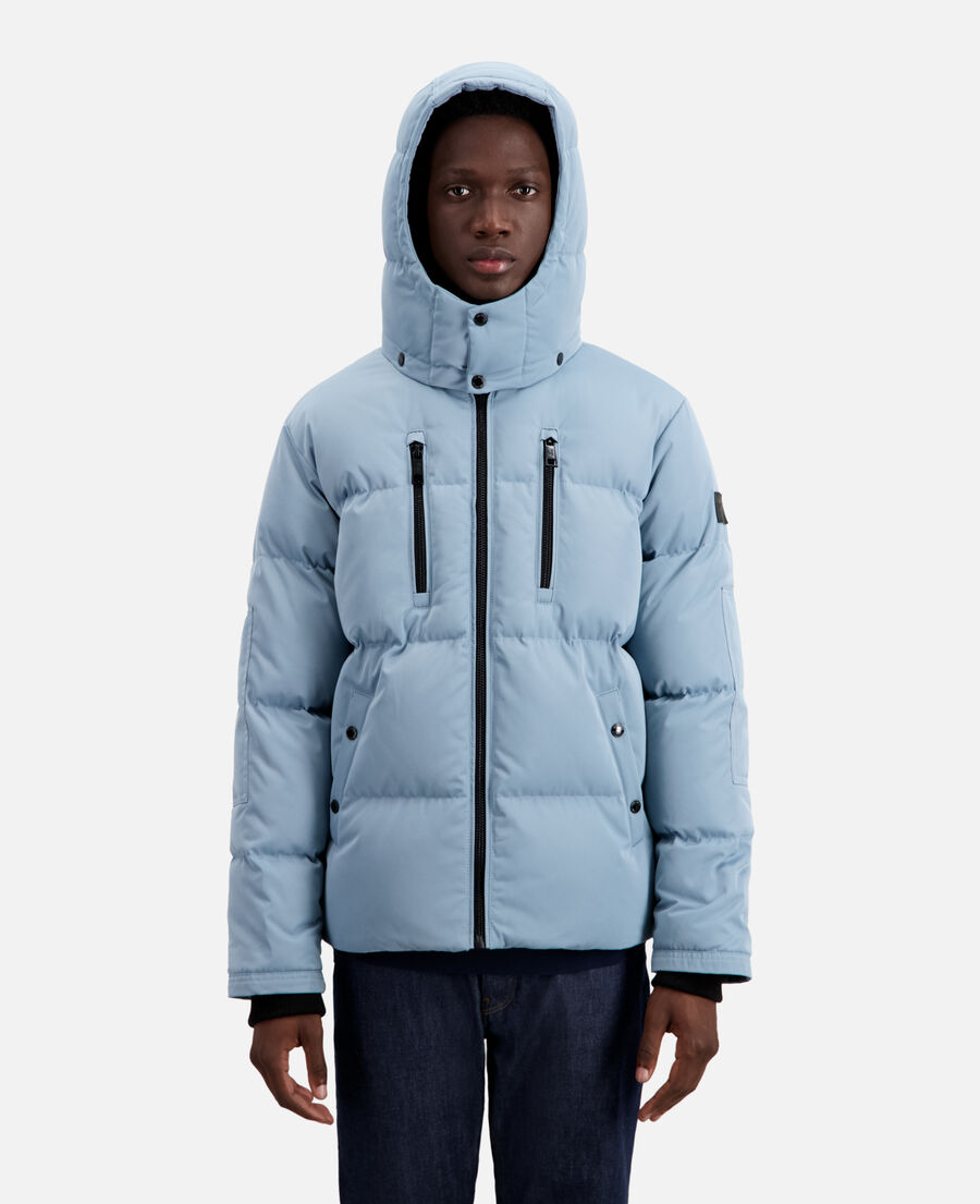 Blue hooded puffer jacket | The Kooples - UK