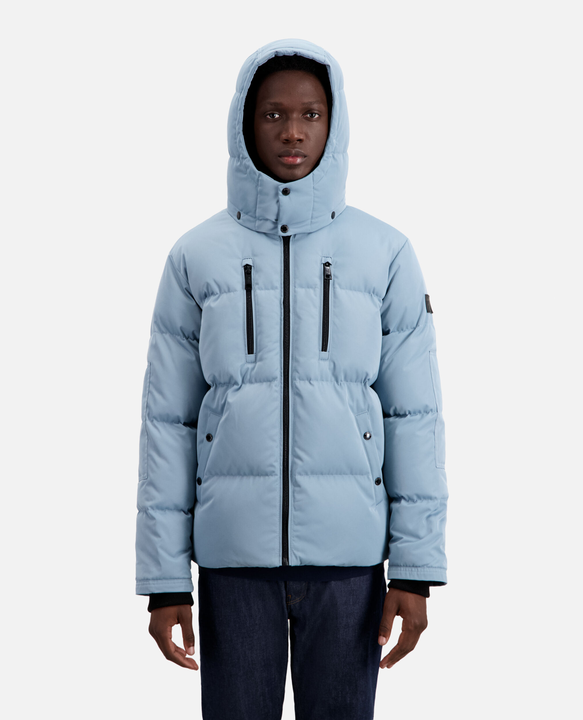 Blue hooded puffer jacket, BLUE GREY, hi-res image number null
