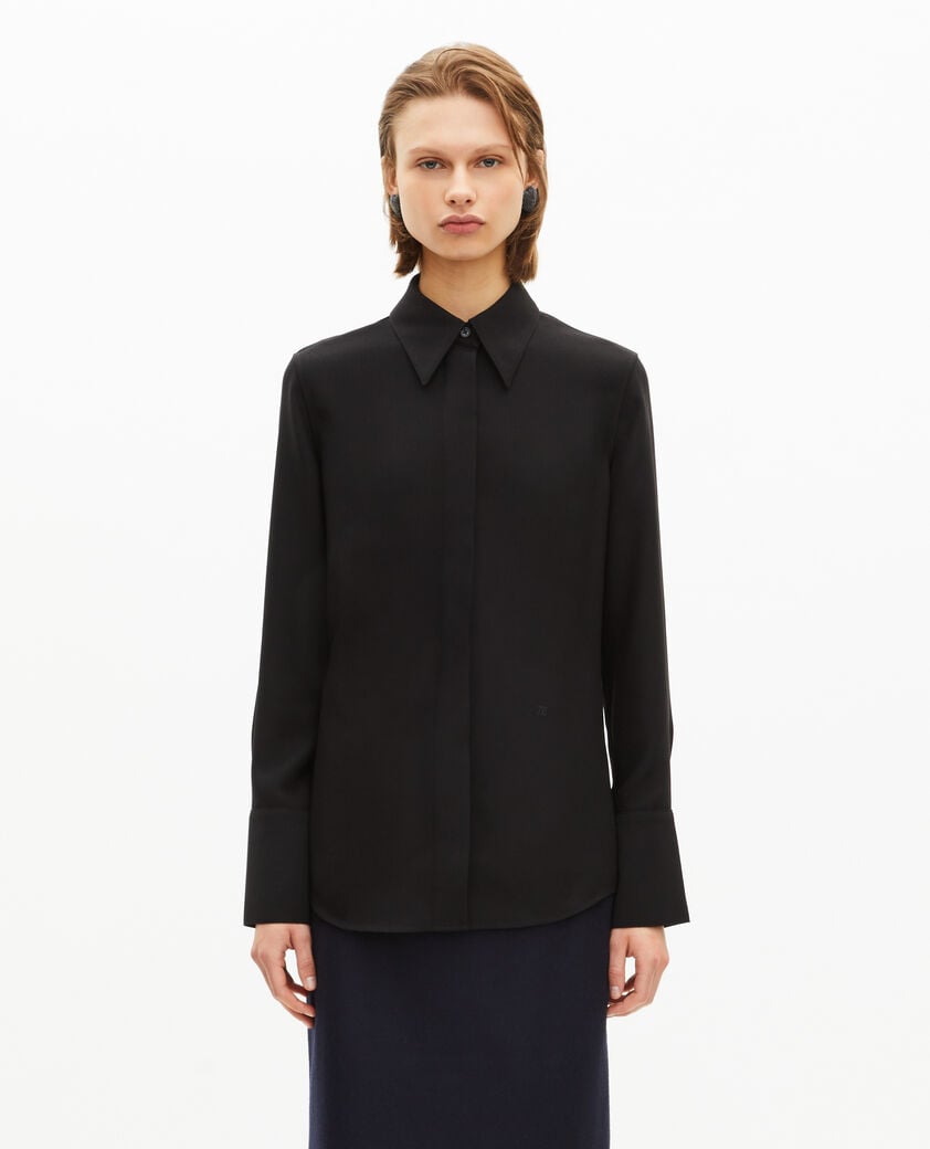 The Kooples WOMEN BLACK black satin shirt