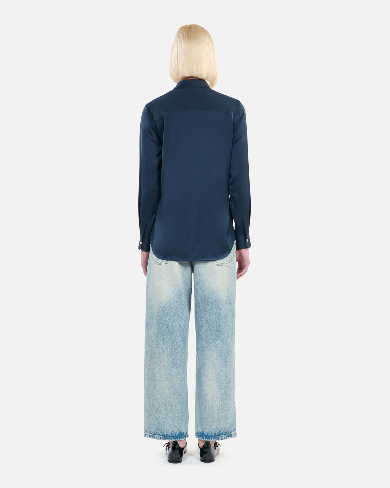 The Kooples WOMEN DARK NAVY navy blue silk shirt