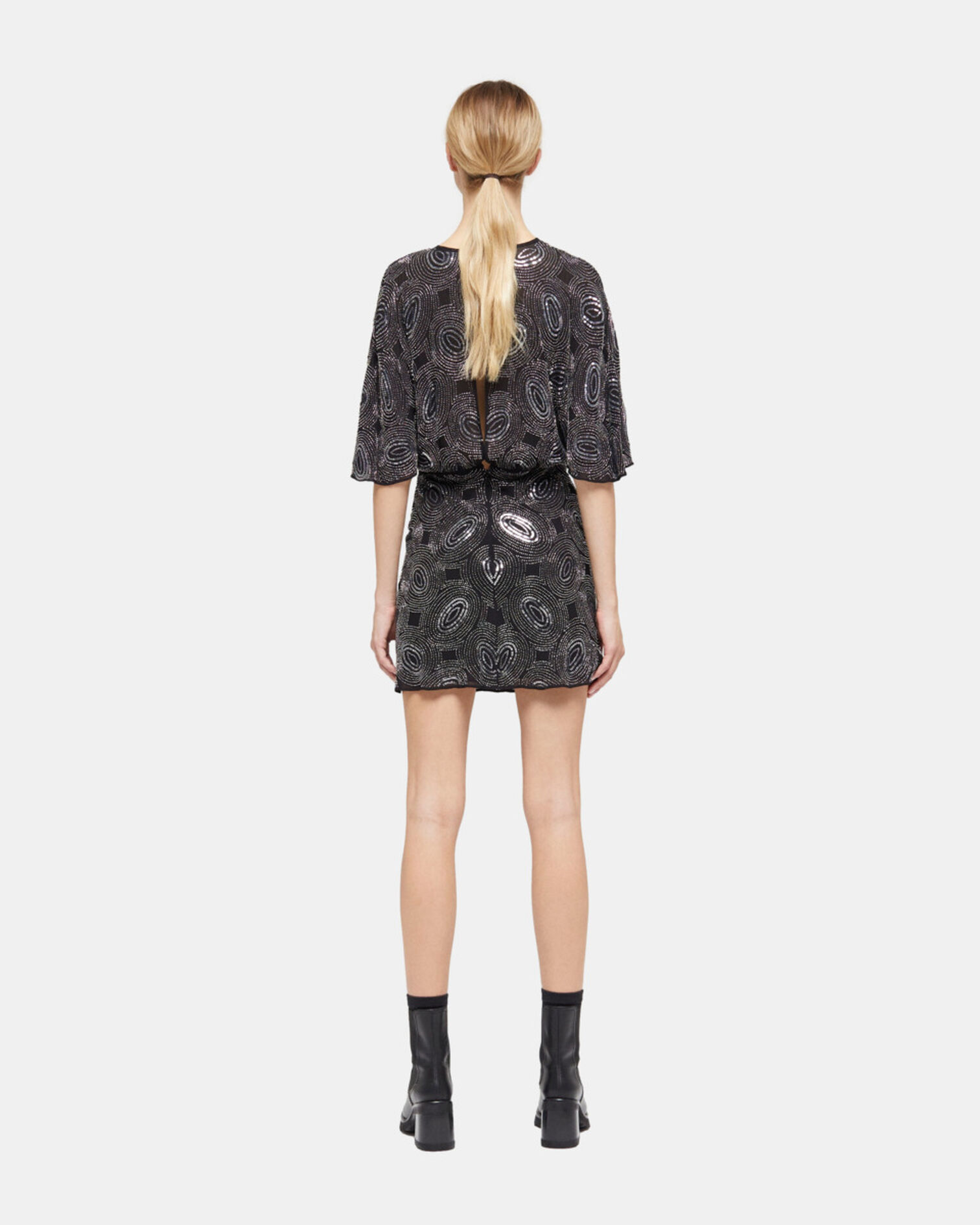 Short black dress with rhinestones, BLACK, hi-res image number null