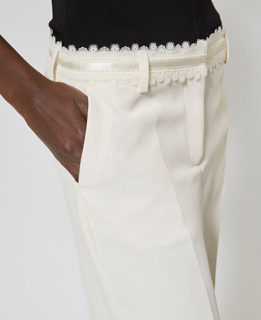 The Kooples F OFF WHITE ecru wide-leg pants