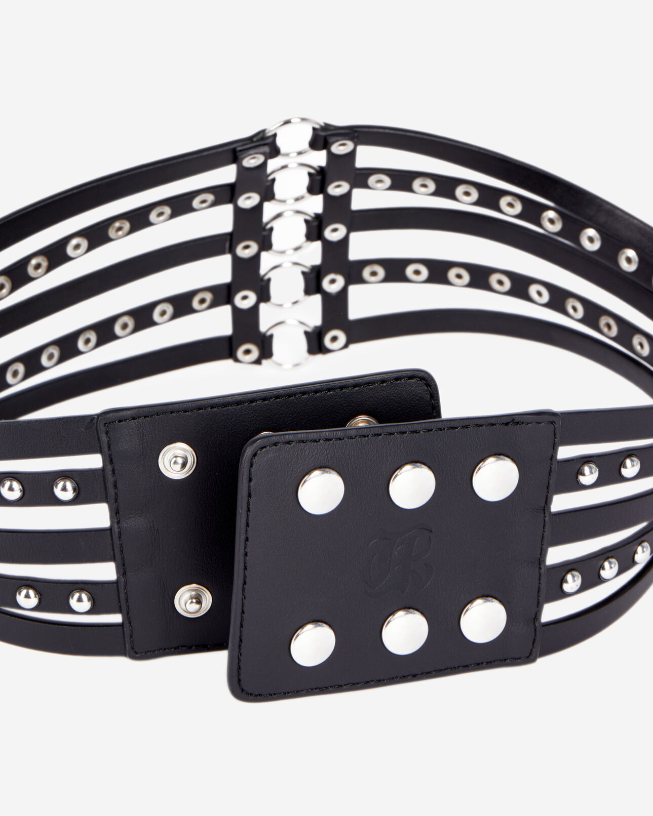 The Kooples FEMME BLACK ceinture corset en cuir avec clous noire