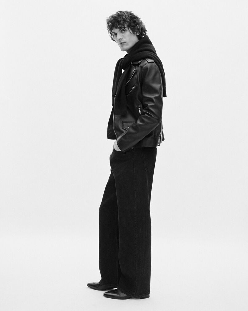 The Kooples MEN BLACK black leather biker jacket