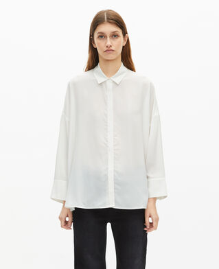 The Kooples WOMEN WHITE loose white washed silk shirt