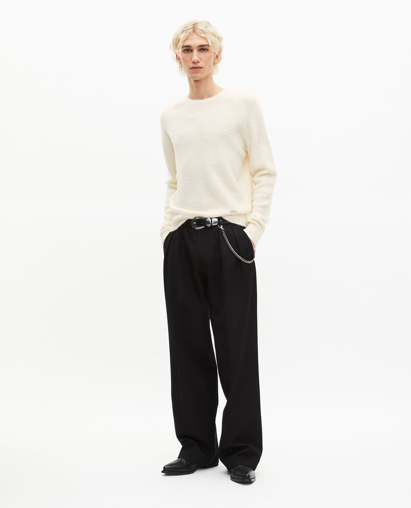 The Kooples HOMME LIGHT BEIGE pull col rond en laine boucl&eacute;e beige