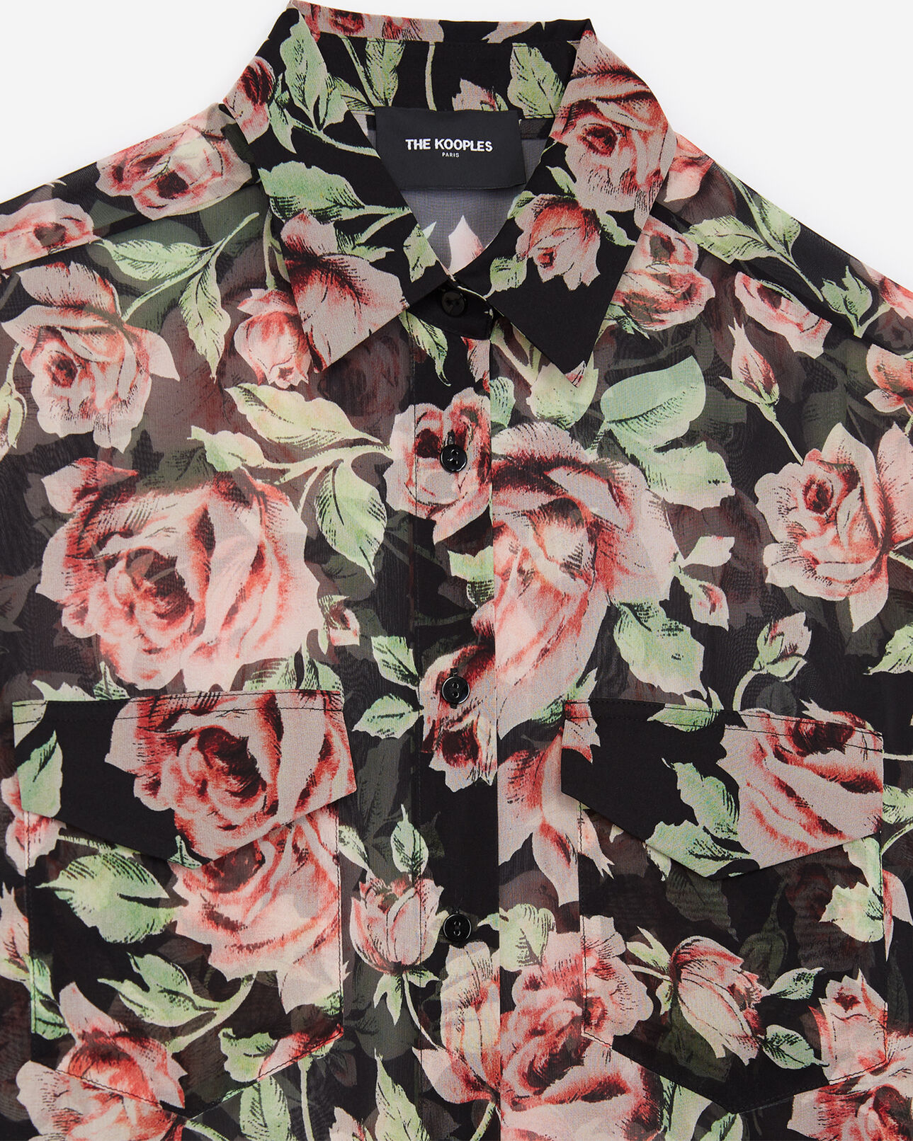 The Kooples FEMME BLACK / PINK chemise soie imprimé neon rose