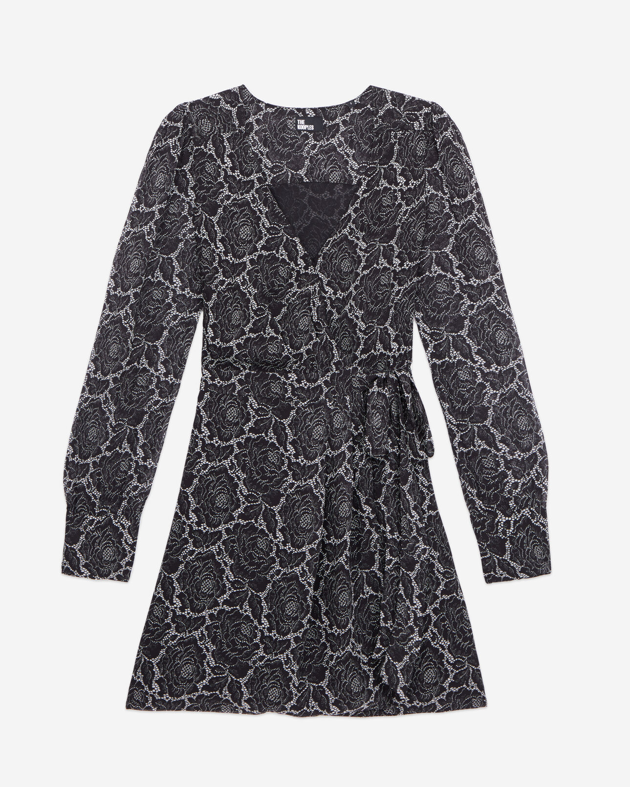 The Kooples WOMEN BLACK short printed wrap dress