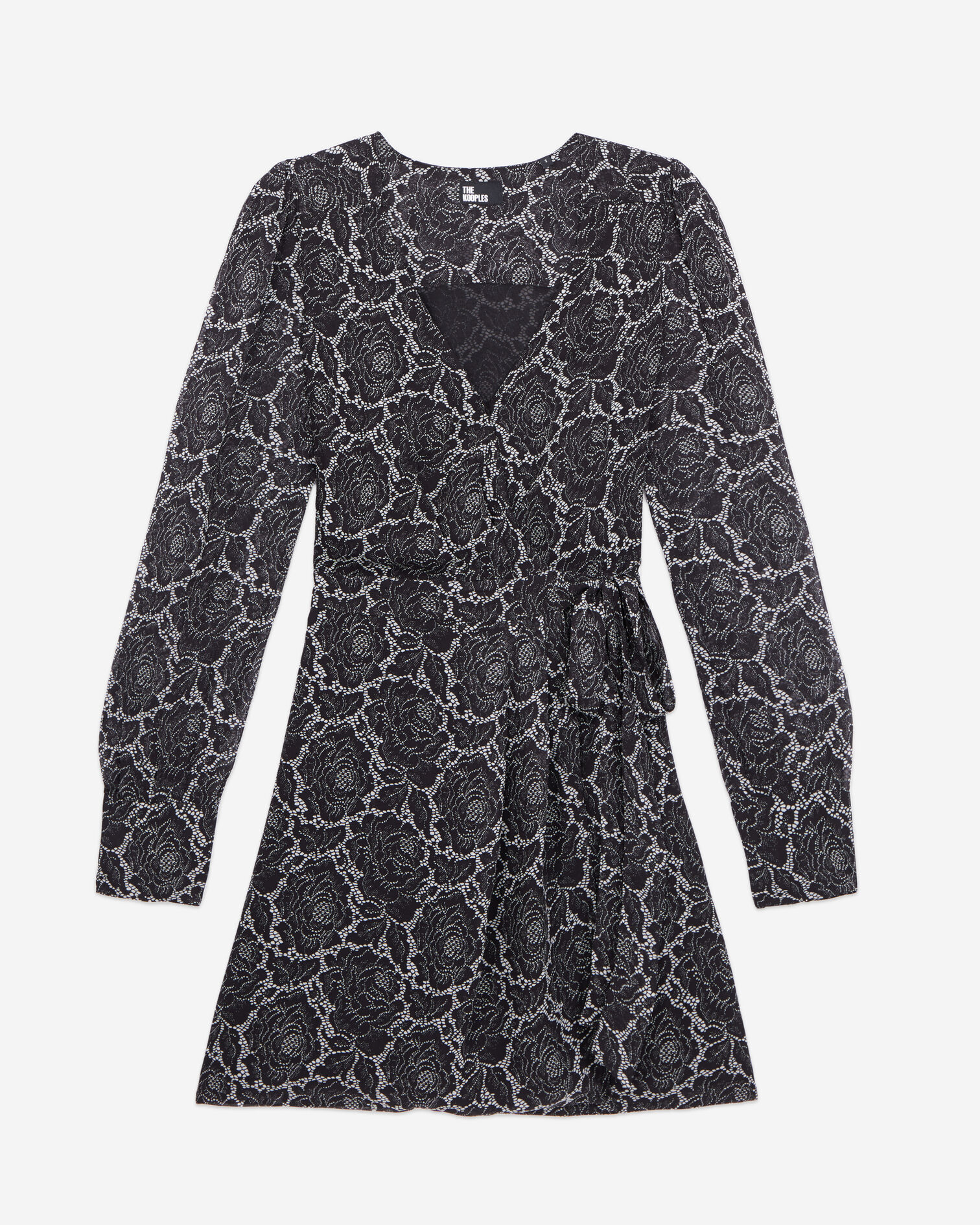 Short printed wrap dress, BLACK, hi-res image number null