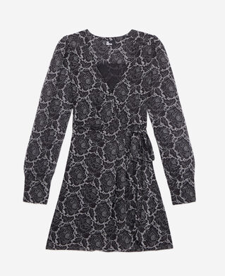 The Kooples DAMEN BLACK kurzes wickelkleid mit print