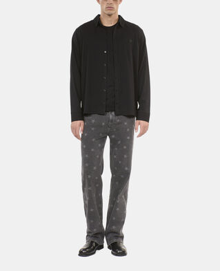 The Kooples HOMME BLACK WASHED t-shirt manches longues style chemise noir