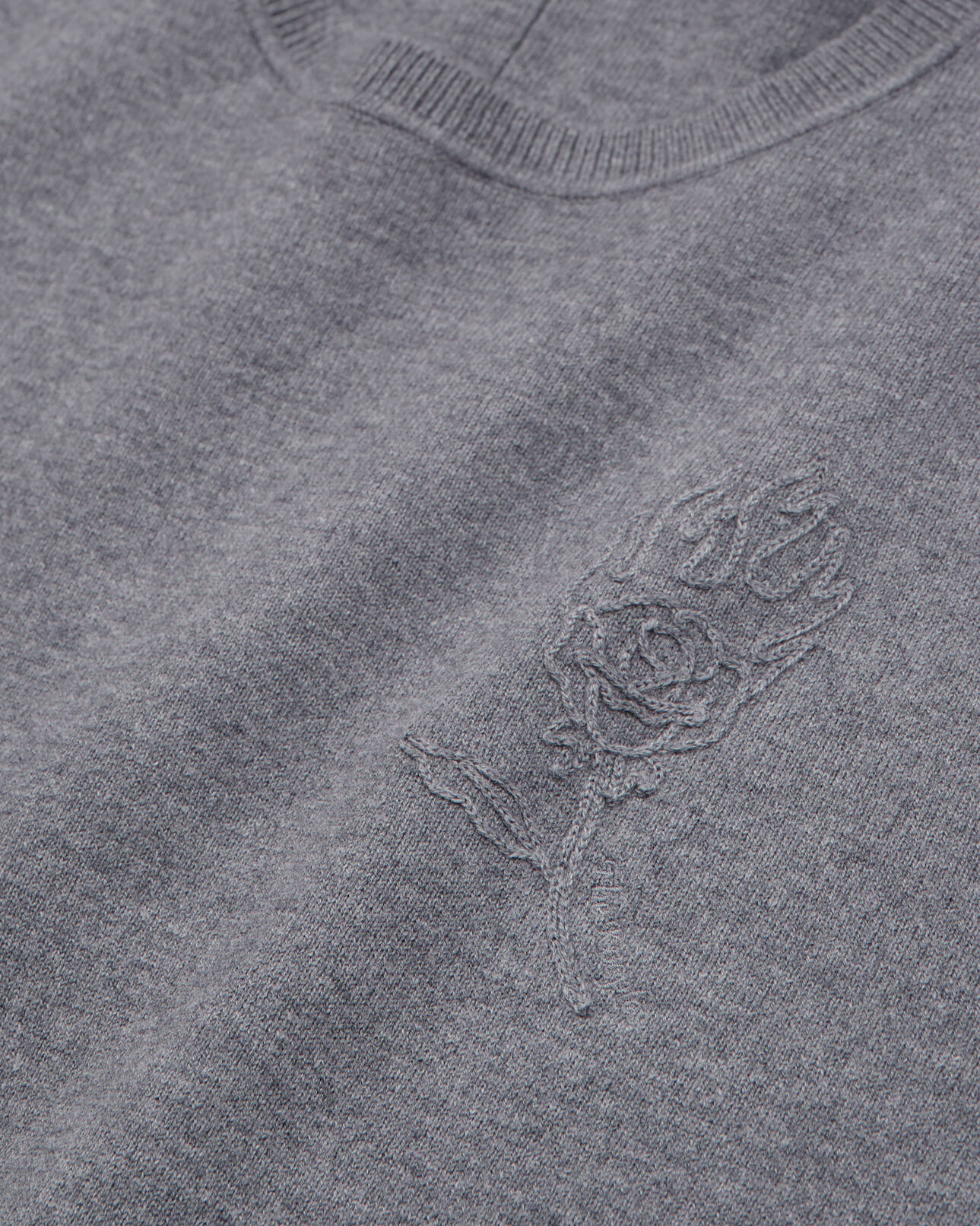 The Kooples HOMME MELANGE GREY pull en laine mélangée avec broderie gris