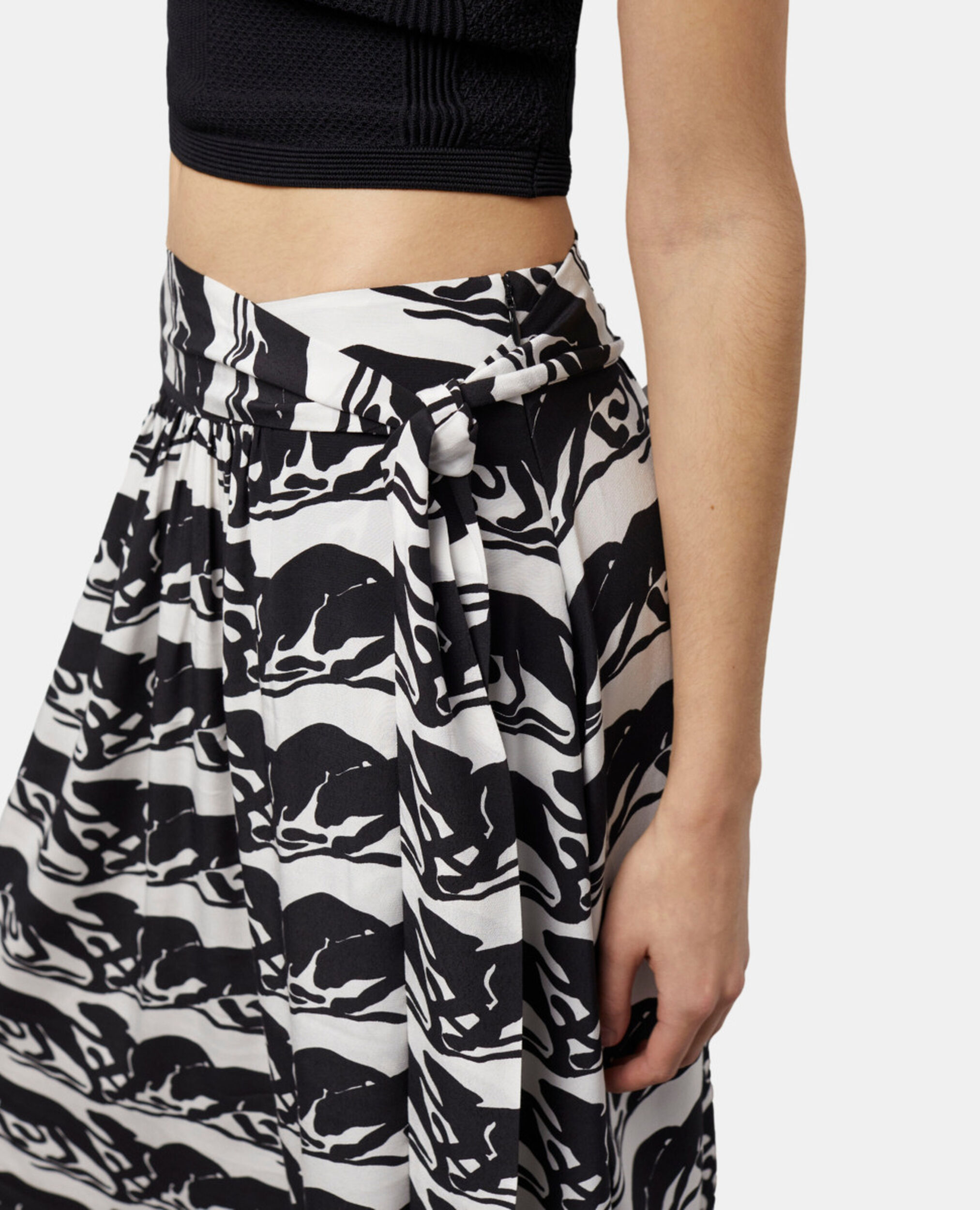 Long printed skirt, BLACK / WHITE, hi-res image number null