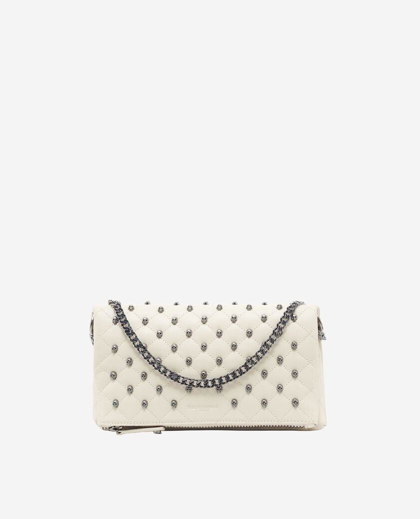 The Kooples WOMEN CREAM heritage small clutch bag in ecru leather
