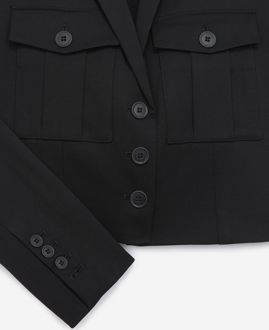 veste courte noire à poches poitrine