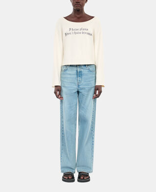 The Kooples DAMEN ECRU ecrufarbenes sweatshirt &bdquo;i have plans&ldquo;