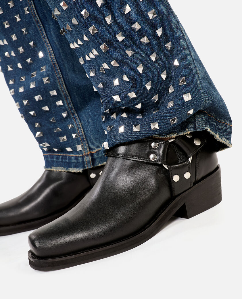 The Kooples MUJER BLACK botines bajos con tiras de piel negra