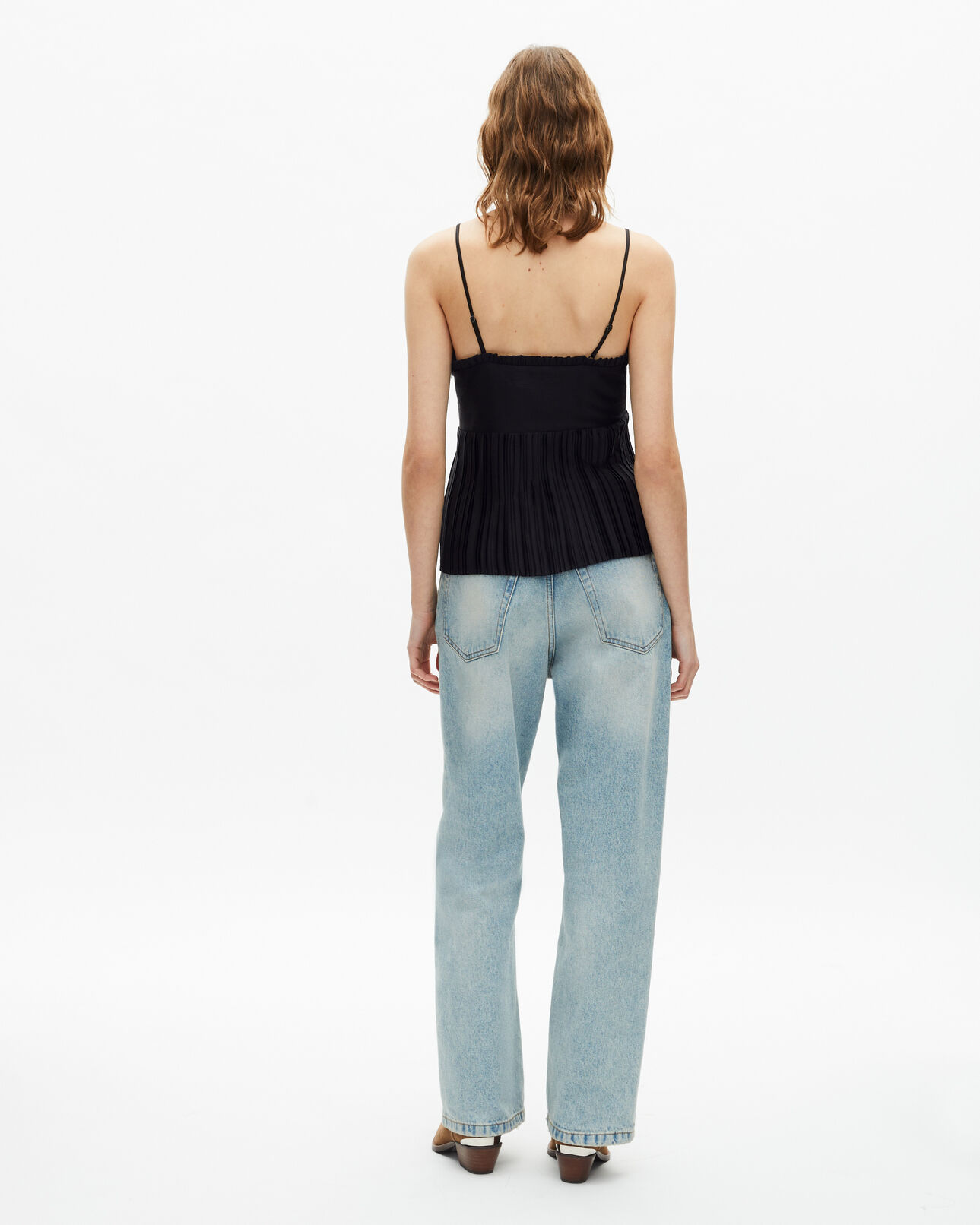 The Kooples DAMEN BLACK schwarzes plissee-camisole