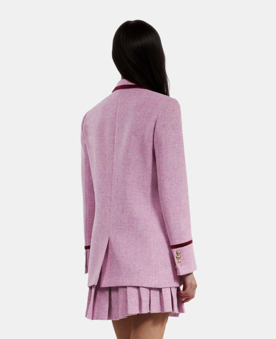 The Kooples F PINK the kooples x harris tweed pink wool tailored jacket