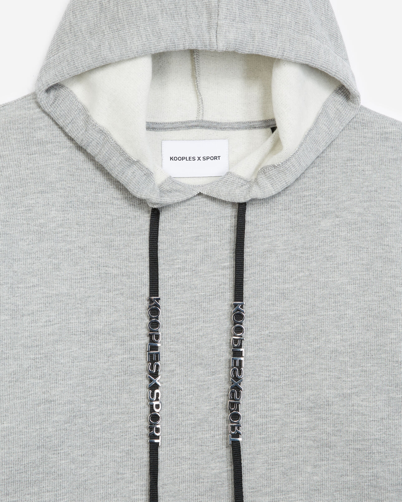 The Kooples FEMME LIGHT GREY MELANGE sweat gris à capuche et cordon imprimé