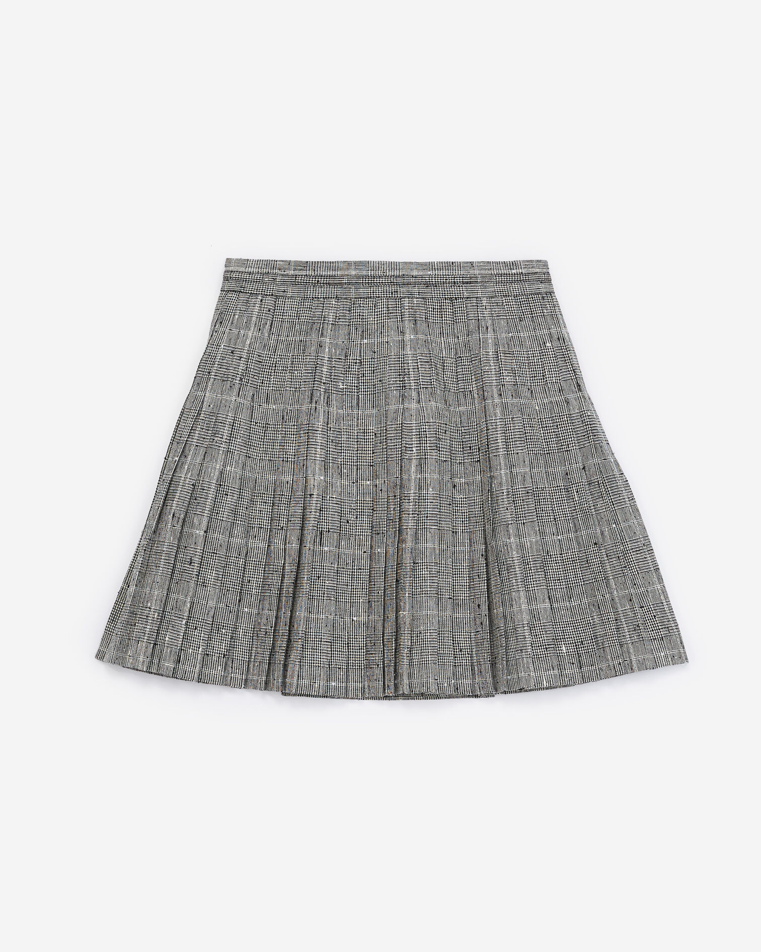 Short pleated skirt in gray wool, BLACK WHITE, hi-res image number null
