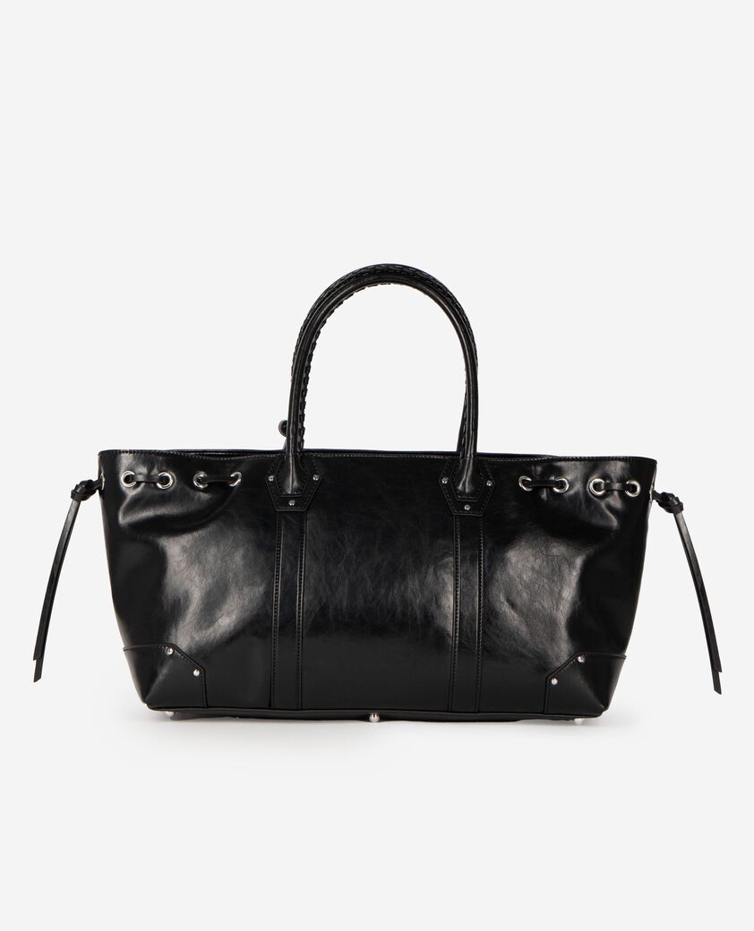 The Kooples FEMME BLACK sac cabas en cuir recycl&eacute; noir