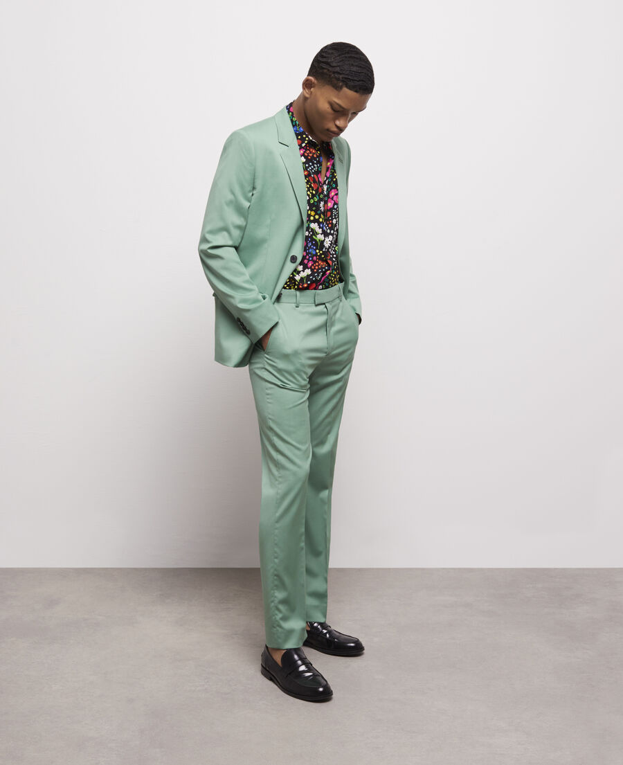 green wool suit jacket