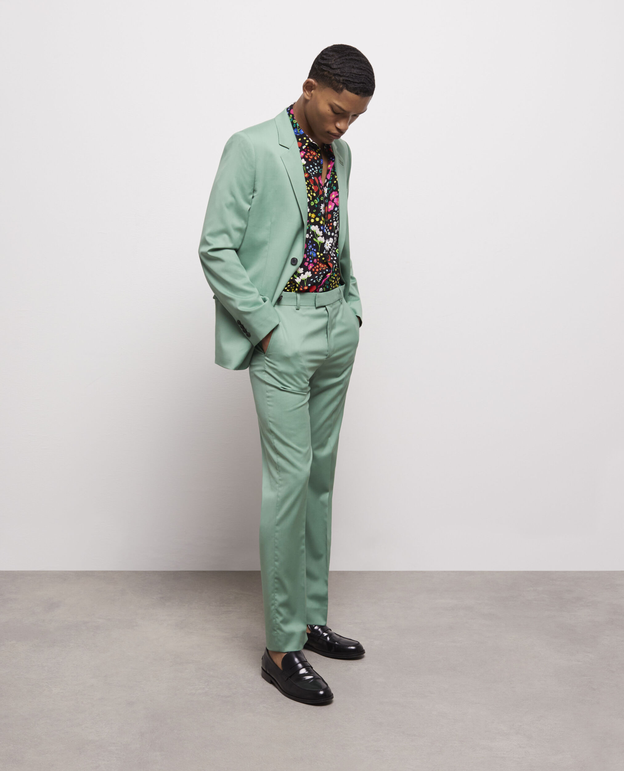 Green wool suit jacket, GREEN, hi-res image number null