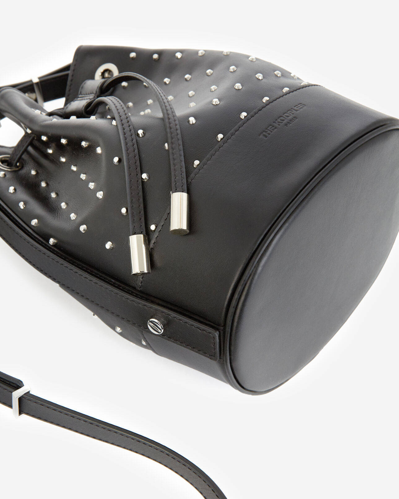 The Kooples WOMEN BLACK / SILVER studded medium tina bag in black leather