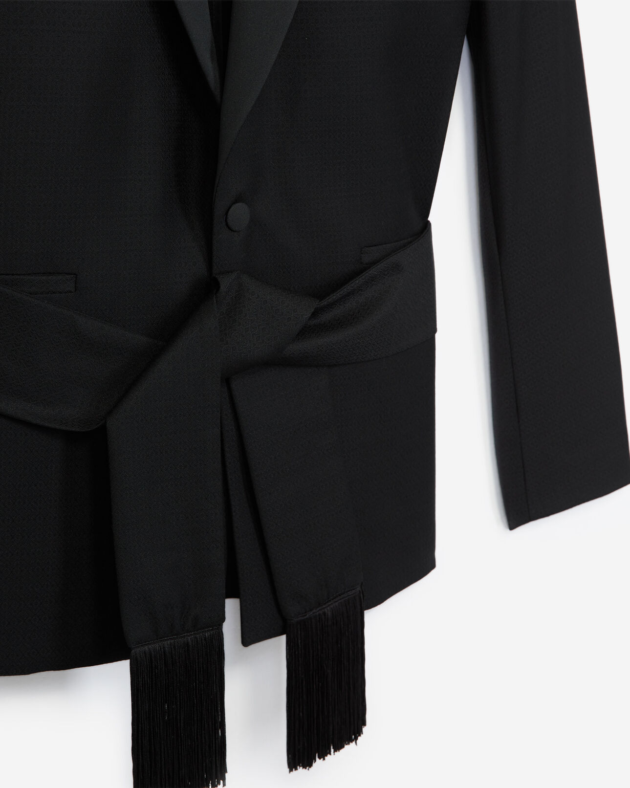 The Kooples HOMBRE BLACK chaqueta tipo kimono negra de lana con cuello chal y cinturón
