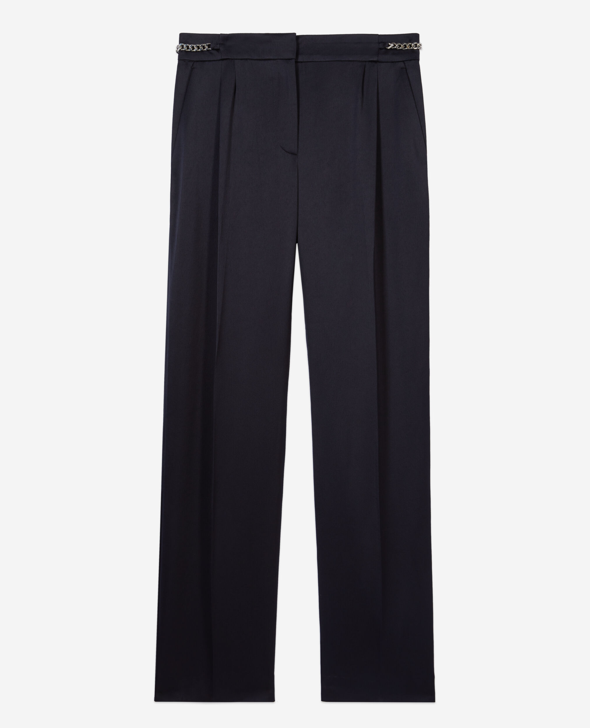 Navy blue trousers with chains, NAVY, hi-res image number null