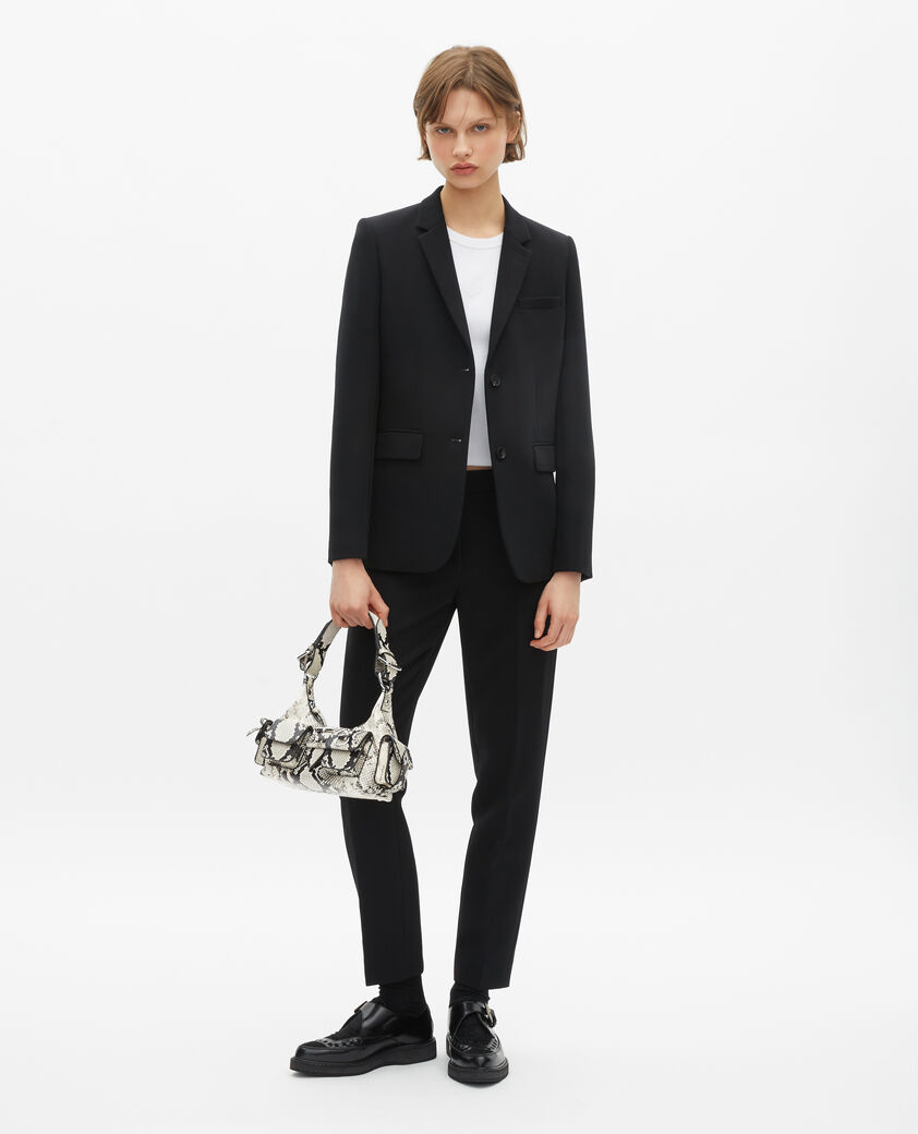 The Kooples FEMME BLACK veste tailleur en crêpe noire coupe structurée