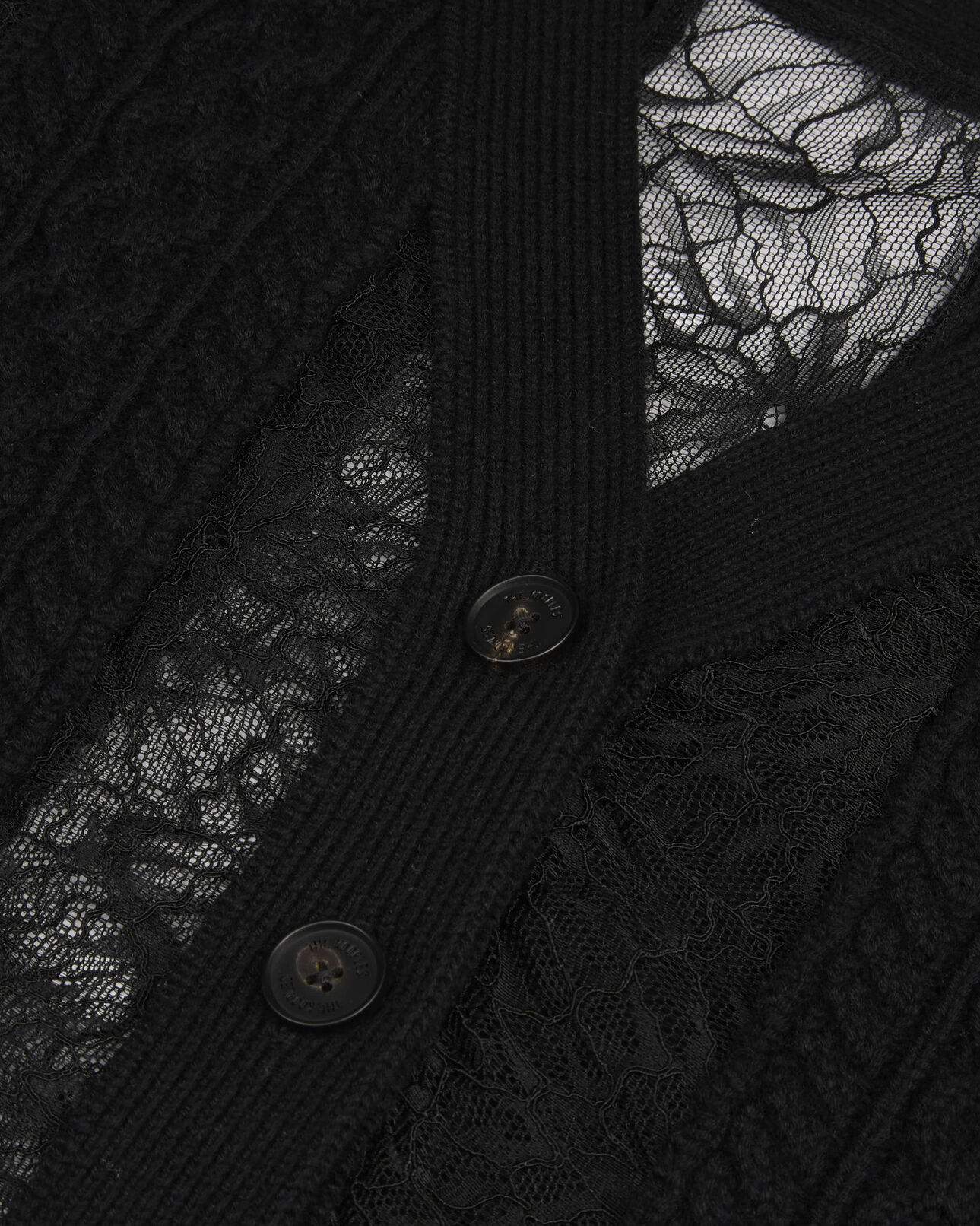 The Kooples WOMEN BLACK black wool and lace cardigan